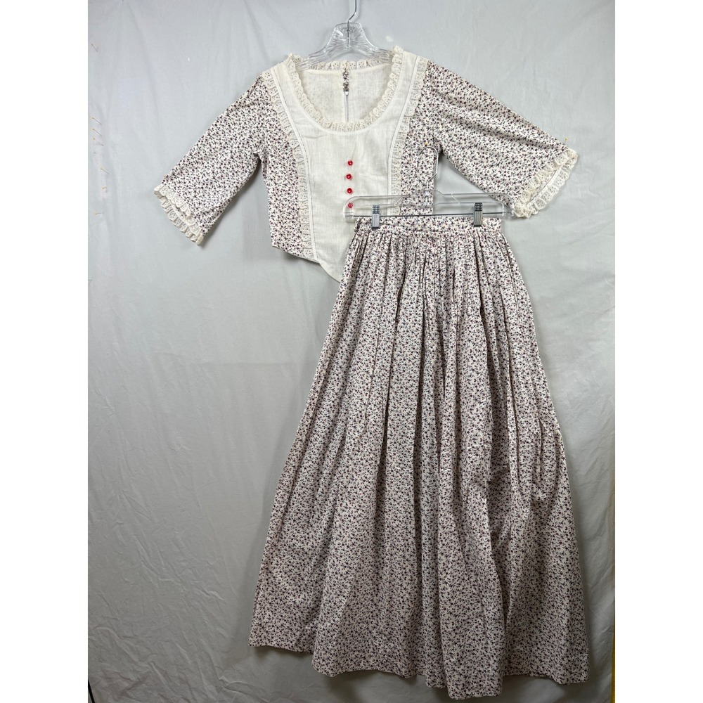 Handmade Floral Prairie Skirt Set Women Sm Laura Ashley Inspired Corset Top Maxi